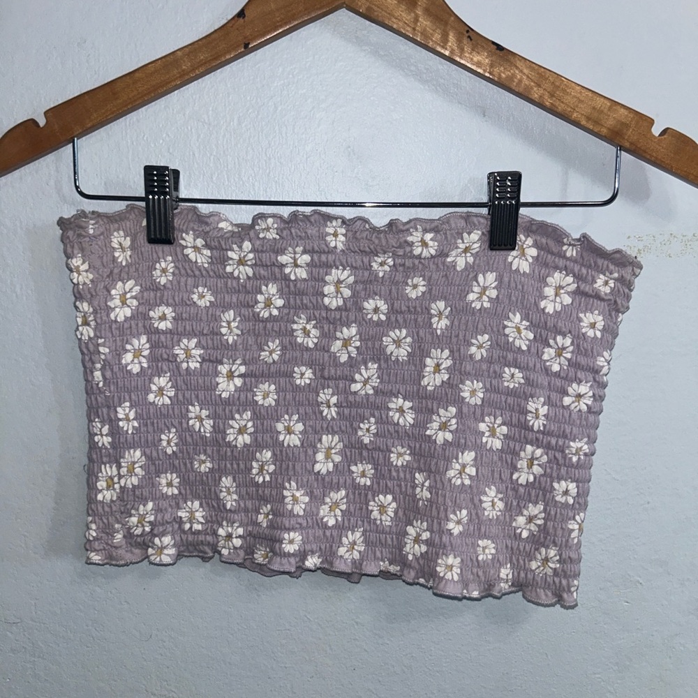 Floral Tube Top in Purple and White